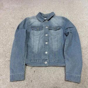 Vintage America Jacket Denim Blue Long Sleeve Button Up Women’s Size Small